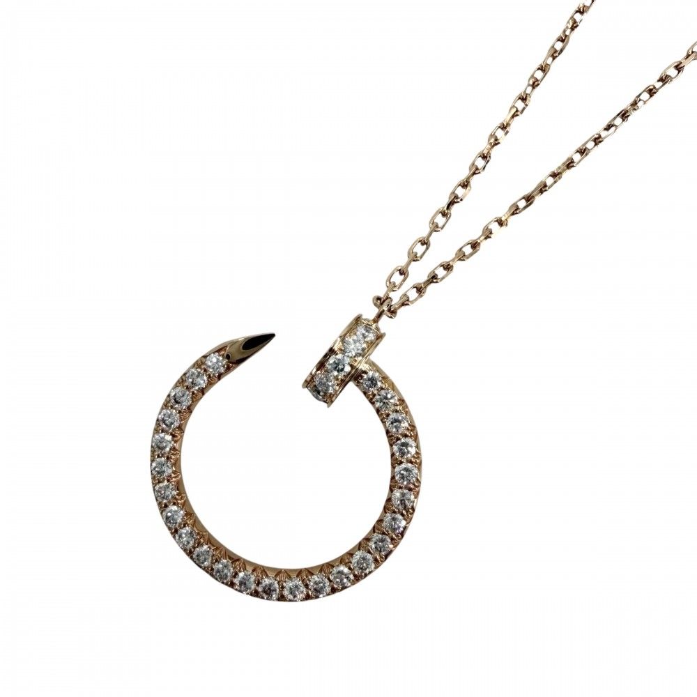 カルティエ ネックレス レディース ジュストアンクル ペンダント ジュエリー アジャスター付き 釘 18金PG Au750 アクセサリー CARTIER K18ピンクゴールド ダイヤモンド 約5.5g 美品【中古品】