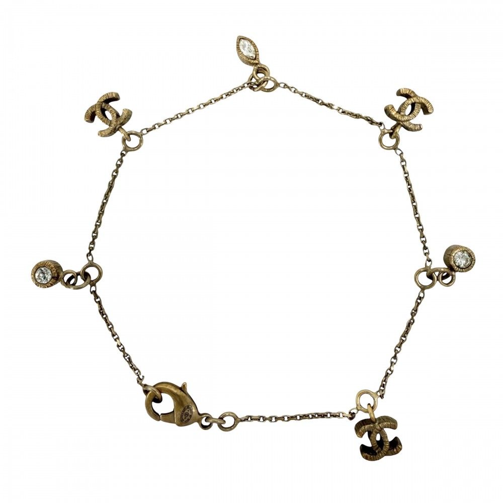 シャネル ブレスレット レディース ココマーク ココ チェーン アクセサリー CHANEL GP ラインストーン 10A 約3.9g 2010年【中古品】