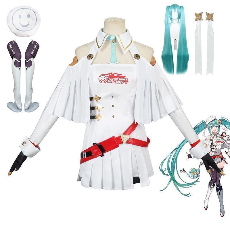 初音ミク レーシングスーツコスプレ衣装 ミクレーシングカーコスプレ衣装 ウイッグ付き 初音ミク打うた衣装 コスプレ ハロウィン クリスマ