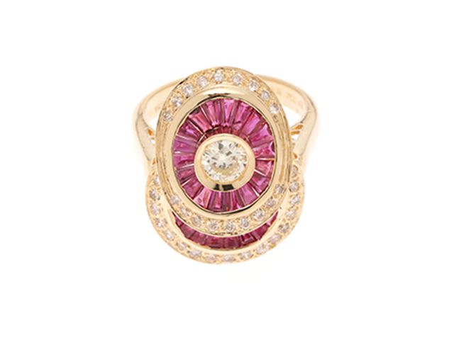 JEWELRY ジュエリー 貴金属･宝石 ルビー リング 指輪 K18 イエローゴールド ルビー 1.51ct ダイヤモンド 0.34ct 0.32ct 12号 8.8g 2147200578835【中古】200