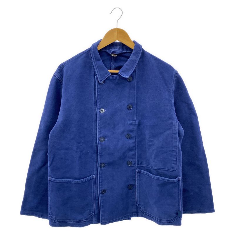 【中古】ダブルブレスト モールスキン ユーロワークジャケット サイズ48 ネイビー[17]