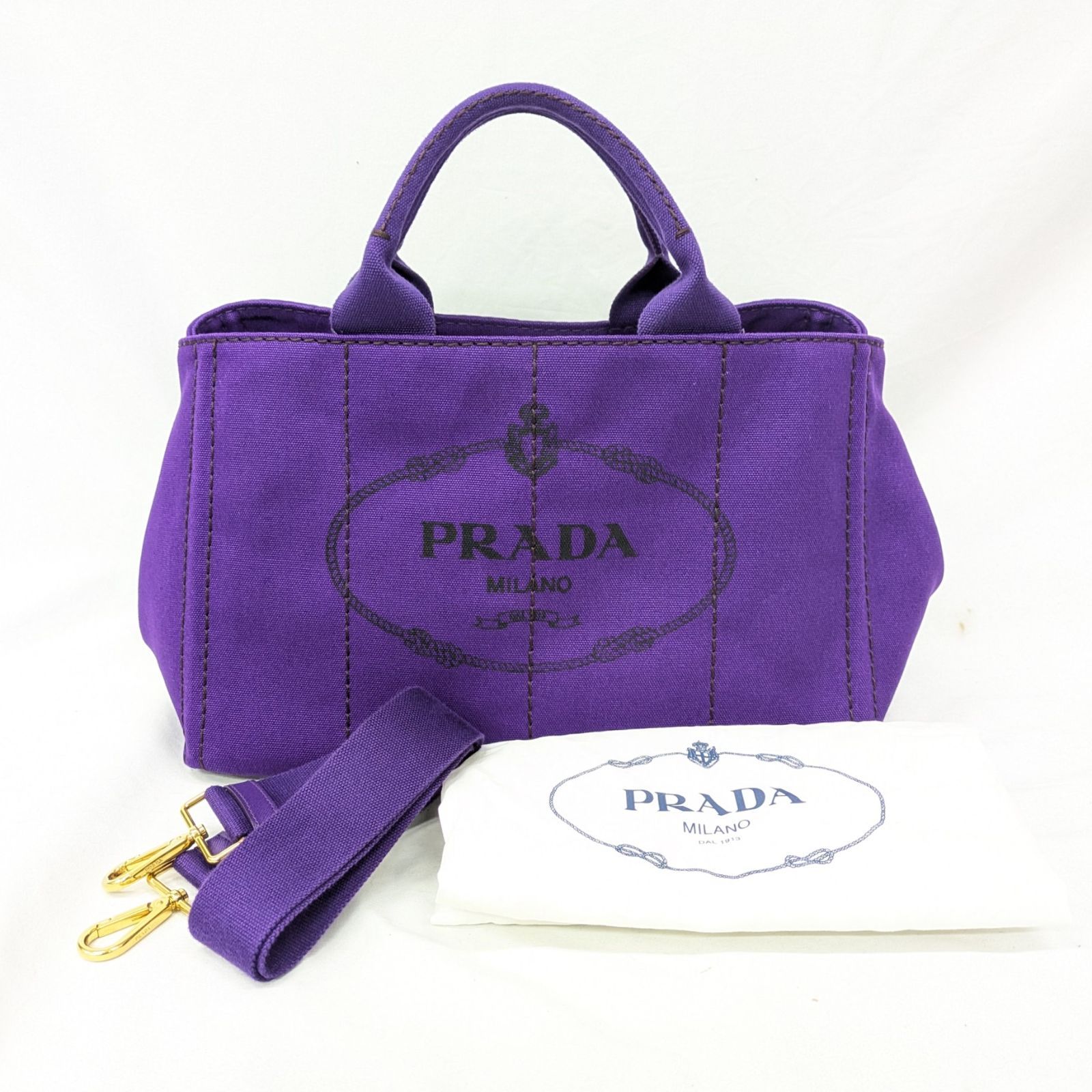 【極美品/レアカラー】プラダ PRADA カナパ 2WAY トートバッグ パープル 紫 キャンバス ショルダーバッグ