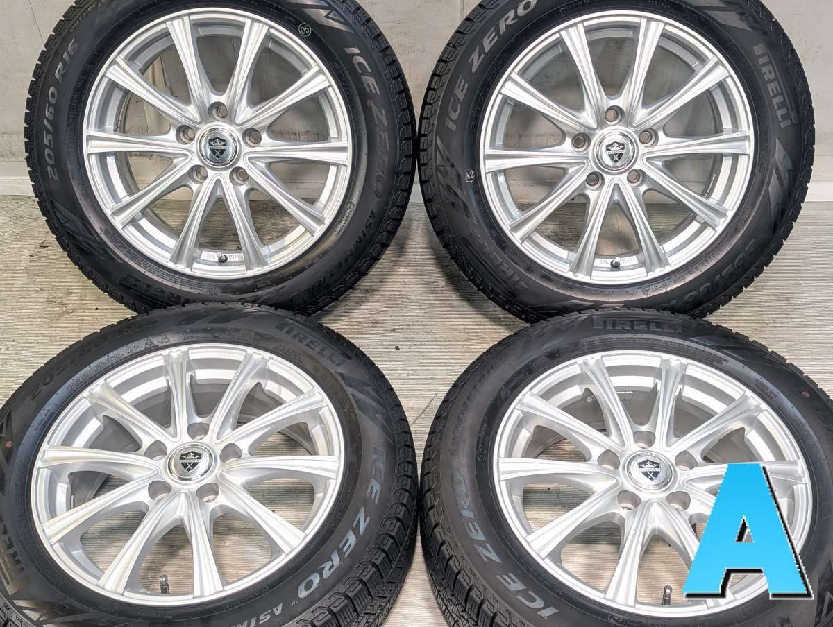 205/60R16 ピレリ アイスゼロアシンメトリコ 　 ESTROSA 16x6.5 38 114.3-5穴 中古タイヤ スタッドレスタイヤ ホイールセット 4本セット w16260514129