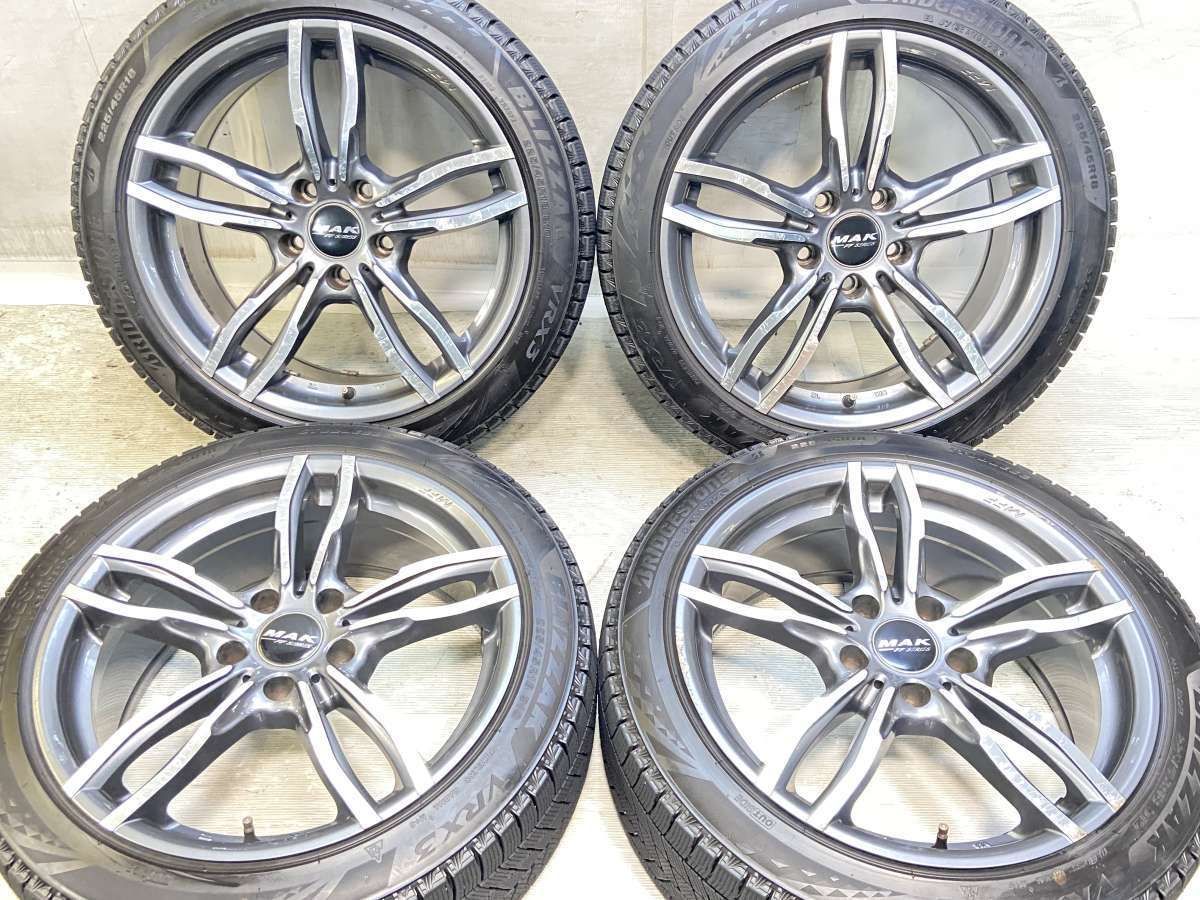 225/45R18 ブリヂストン ブリザック VRX3 　 MAK 18x8.0 34 120-5穴 中古タイヤ スタッドレスタイヤ ホイールセット 4本セット w18260513601