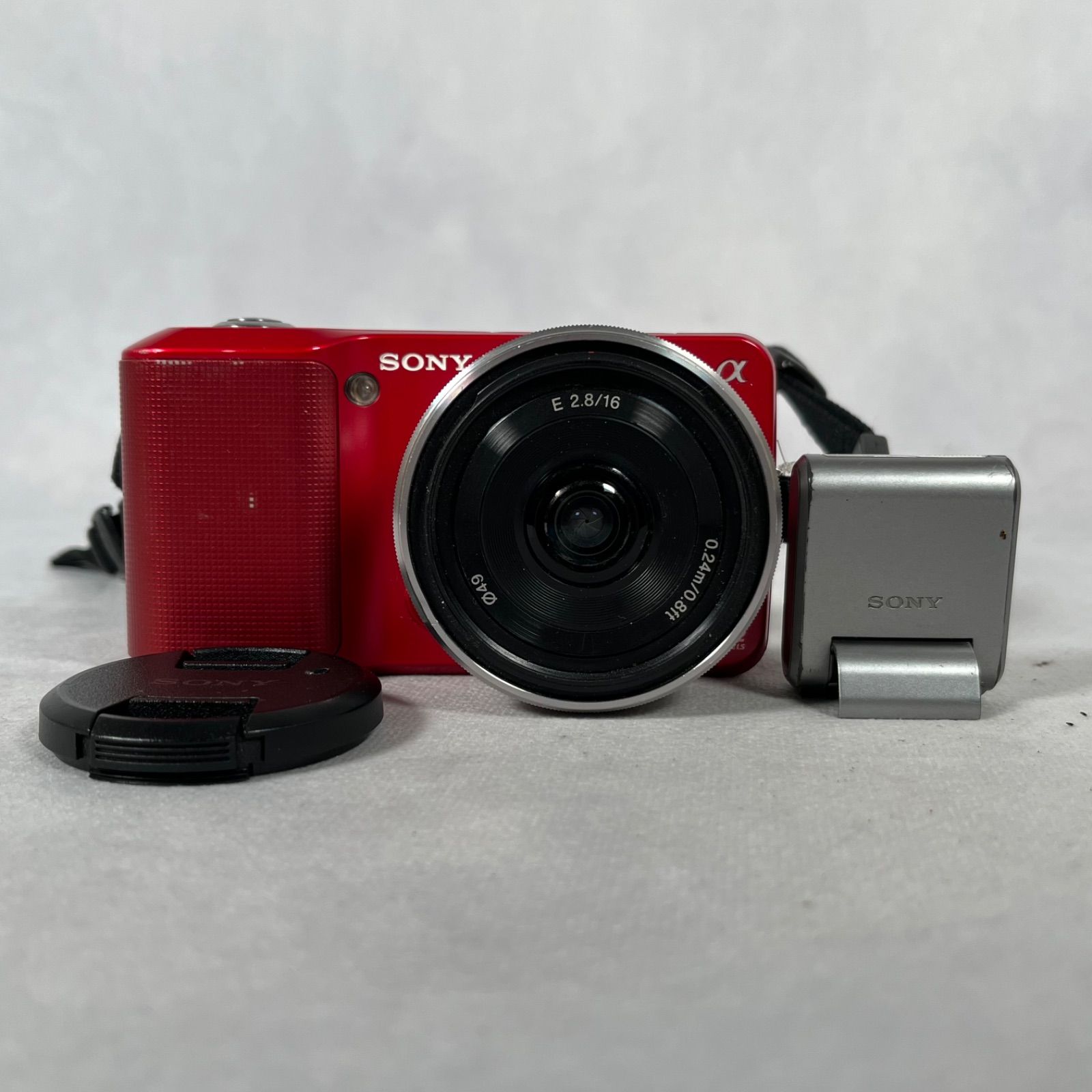 【管2605-375】SONY ソニー α NEX-3K ズームレンズキット 単焦点レンズ レッド デジタルカメラ 1420万画素 現状渡し 動作未確認
