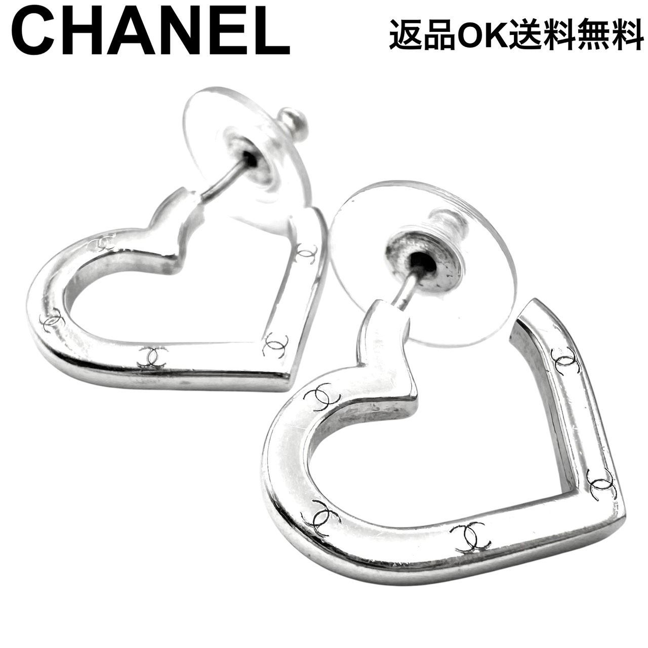 返品OK】CHANEL シャネル ココマーク ハート フープピアス オープン 両 
