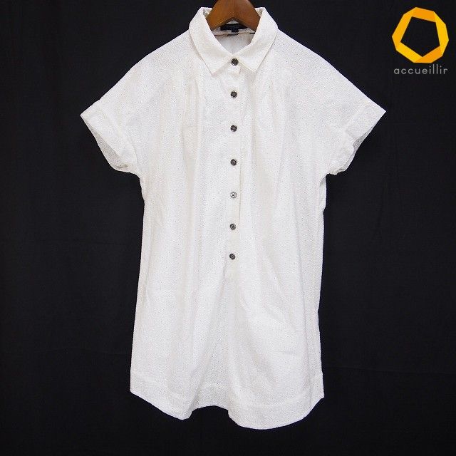 #s バーバリー BURBERRY チュニック 38 白 ワンピース 半袖 レース 綿 コットン 100% ドルマン レディース [1005942] k01