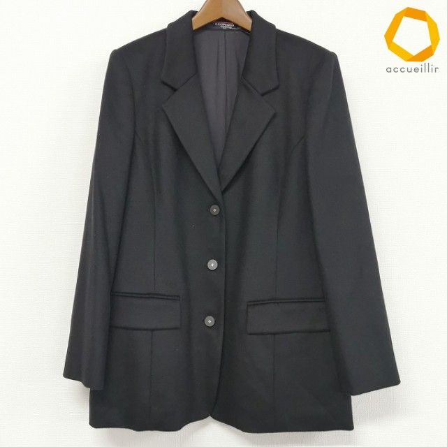 #wnc レオナール LEONARD ジャケット 15AR 黒 大きいサイズ カシミヤ タグ付き 美品 レディース [1010416]