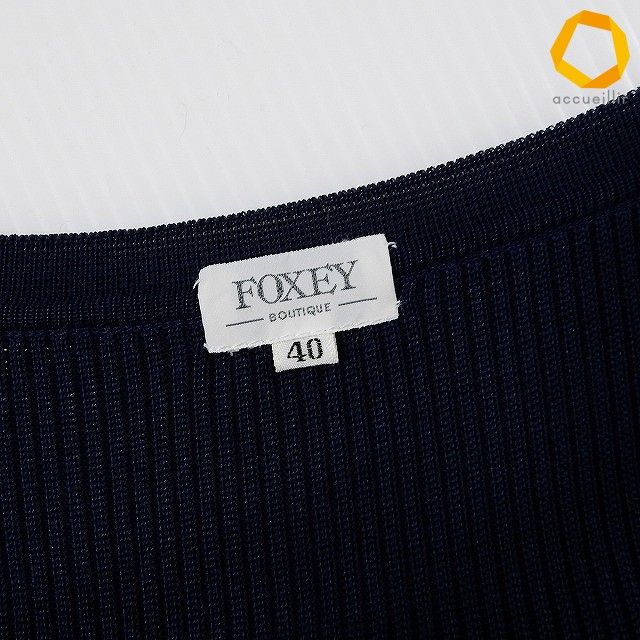 snc フォクシー FOXEY ワンピース 40 紺 半袖 ニット ジップアップ