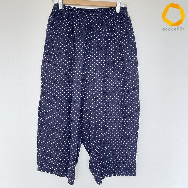 #snc コットンハウスアヤ Cotton House Aya パンツ M 紺 グレー サルエル ドット 水玉 麻 レディース [1013208]
