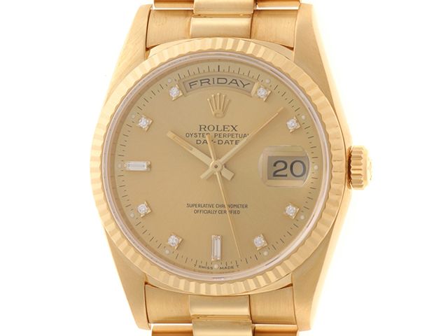ROLEX ロレックス ウォッチ デイデイト 時計 18238A 腕時計 イエローゴールド シャンパン10PD E番　1991年 自動巻き シャンパン文字盤 メンズ【中古】432