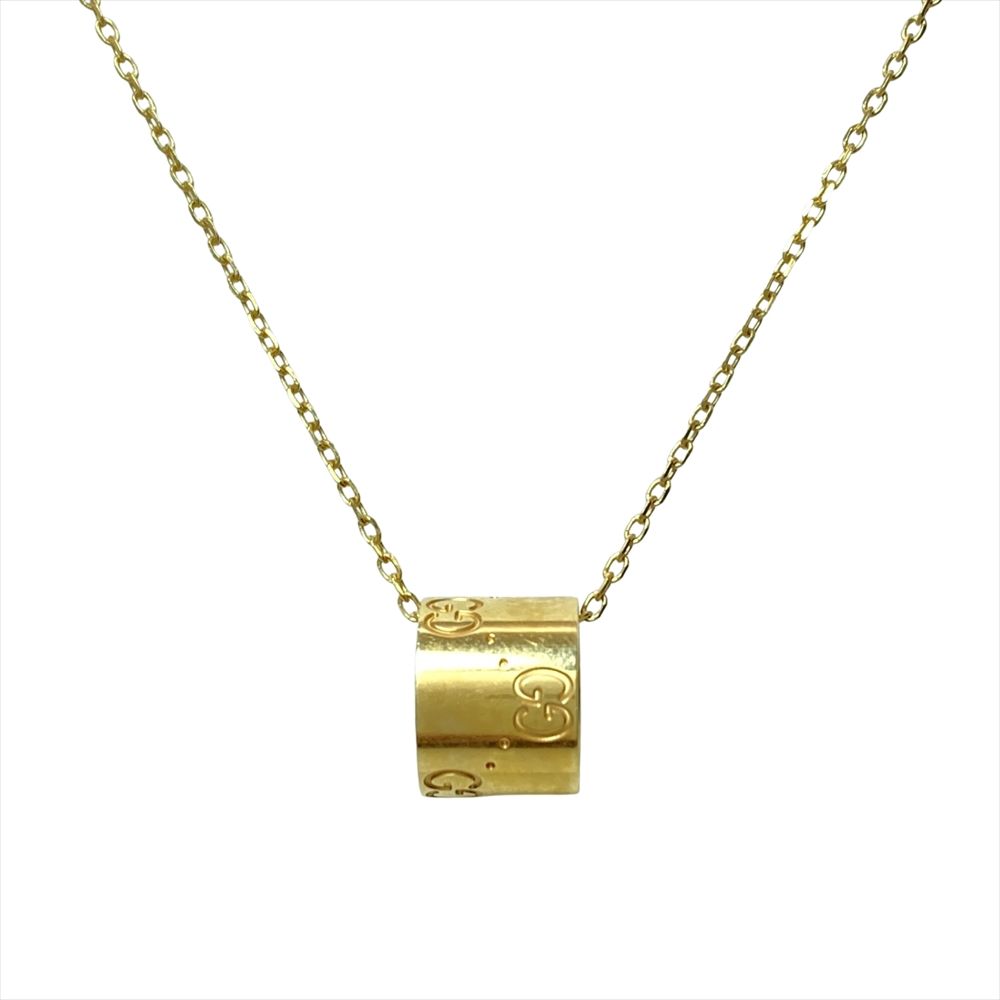 グッチ GUCCI GGロゴ アイコンリング ネックレス K18YG 7.7g イエローゴールド レディース【中古】