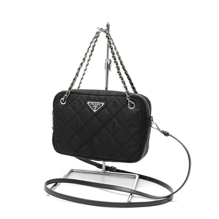 プラダ / PRADA　チェーン ショルダーバッグ　1BH910　キルティング ナイロン　ブラック 【中古】