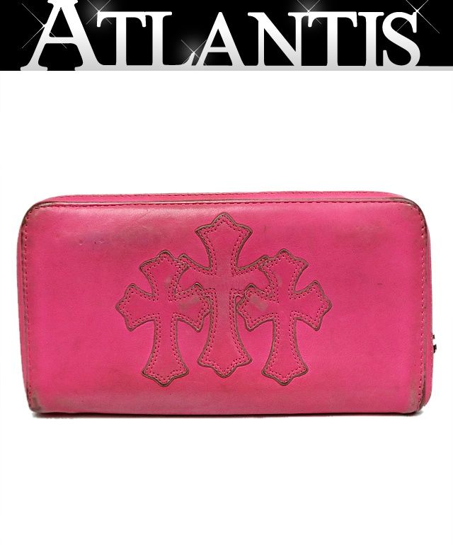 CHROME HEARTS 銀座店 クロムハーツ REC F ZIP #2 3セメタリークロス ラウンドファスナー ウォレット 長財布 メンズ レザー SV925 ピンク 103504