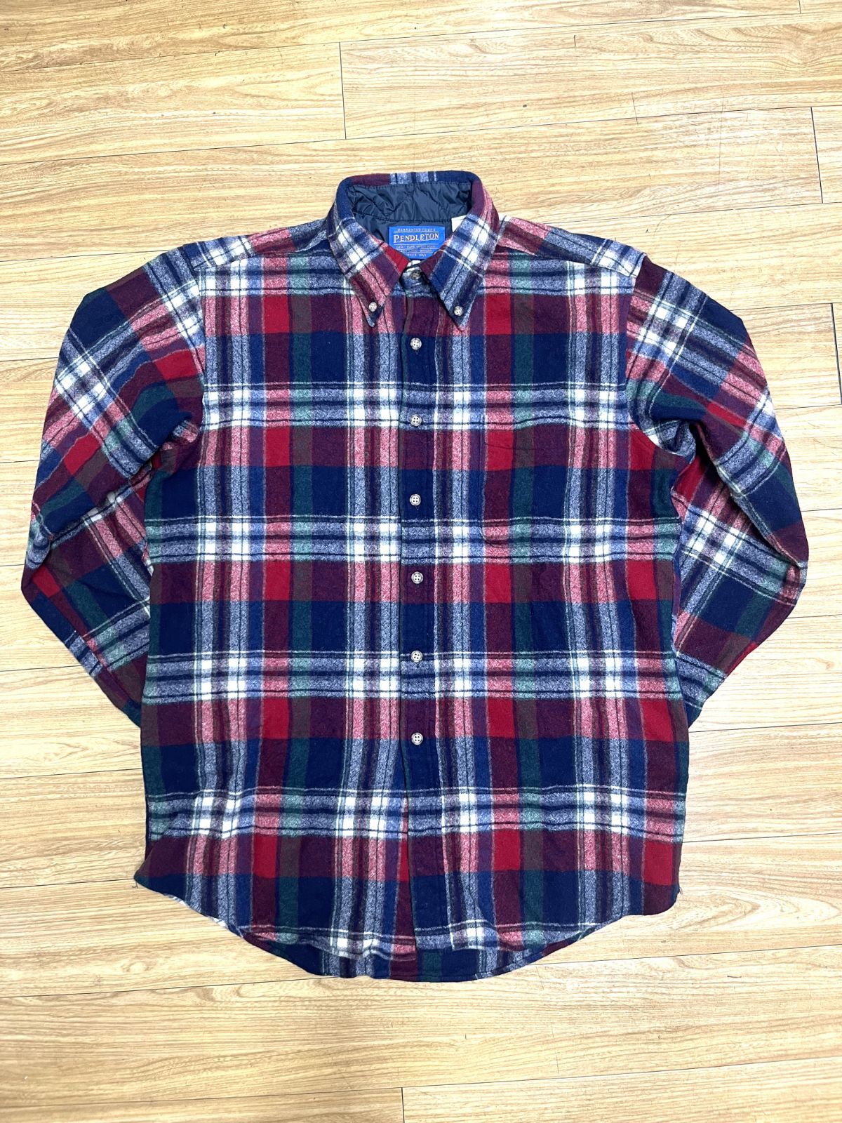 Pendleton ペンドルトン ネルシャツ USA アメリカ製 Mサイズ NAVY ネイビーRED レッド シャツ 80s チェック柄 長袖 ロング