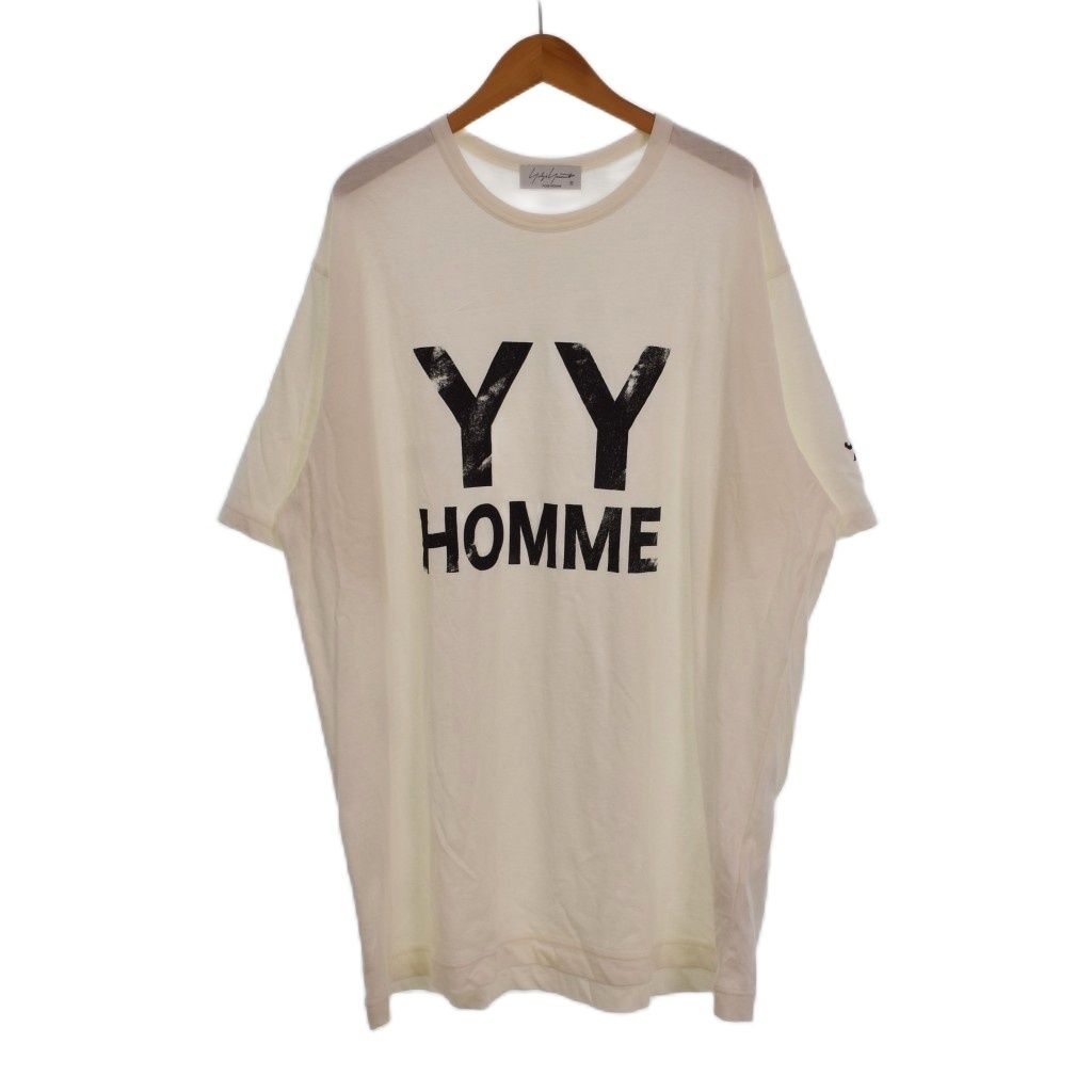 ヨウジヤマモトプールオム YOHJI YAMAMOTO POUR HOMME 24SS YYHプリント SHORT SLEEVE Tシャツ 半袖 ロゴプリント クルーネック 3 白 ホワイト 黒 ブラック HS-T90-989