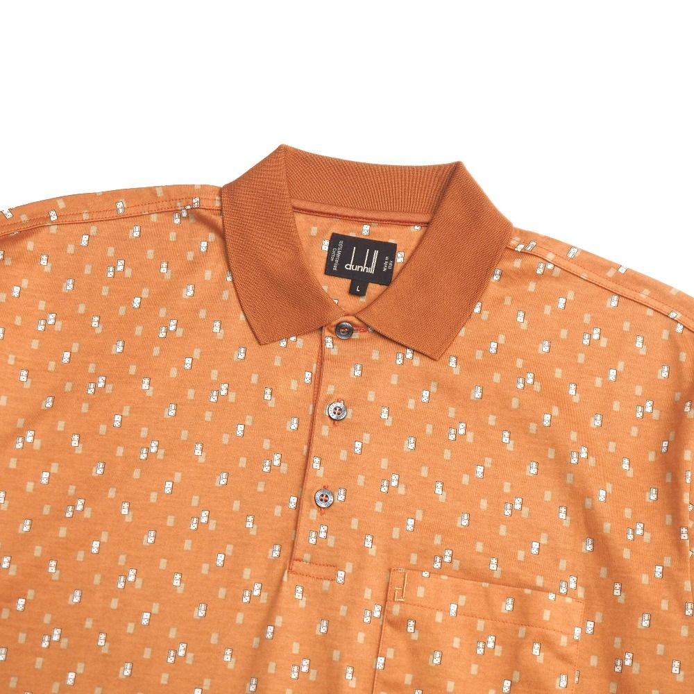 □美品□Dunhill ダンヒル ポロシャツ サイズL ダイス 総柄 半袖