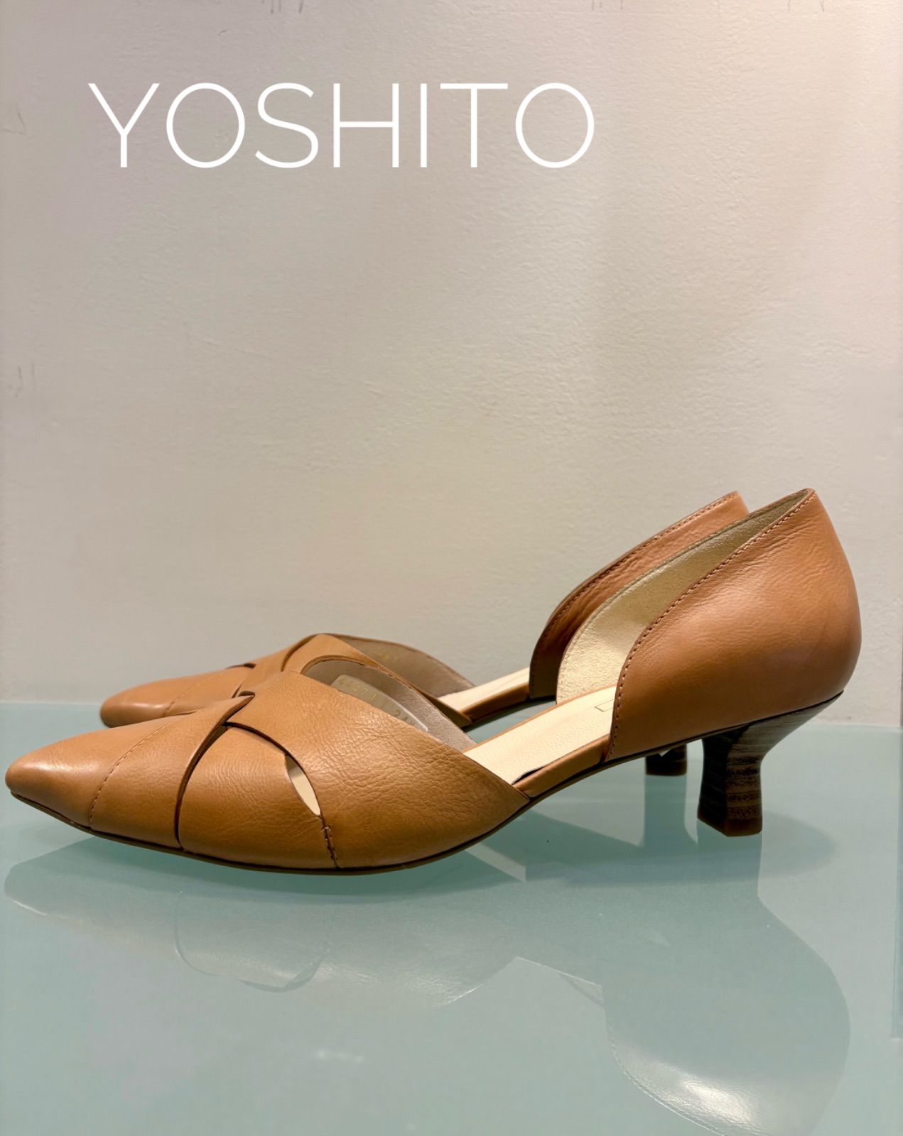 【YOSHITO/ヨシト】ベージュ セパレートパンプス 24.5cm 本革 Y4447