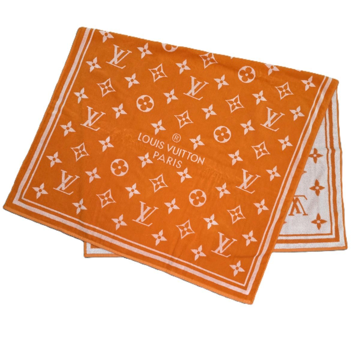 LOUIS VUITTON ルイ・ヴィトン ドラ ドゥ バン・モノグラム・クラシック ビーチタオル ブランケット タオル R96539 レディース コットン オレンジ 中古