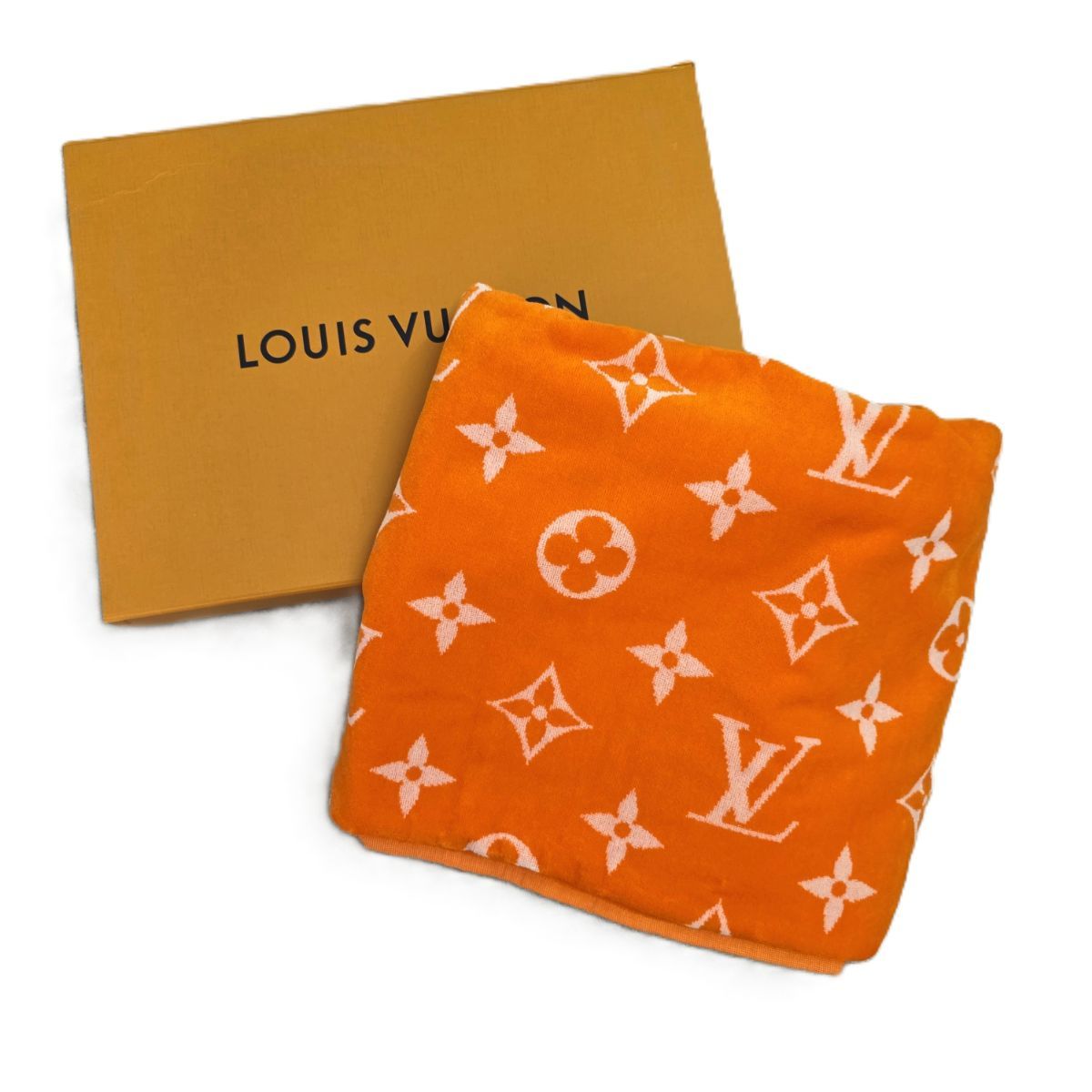 LOUIS VUITTON ルイ・ヴィトン ドラ ドゥ バン・モノグラム・クラシック ビーチタオル ブランケット タオル R96539 レディース コットン オレンジ 中古