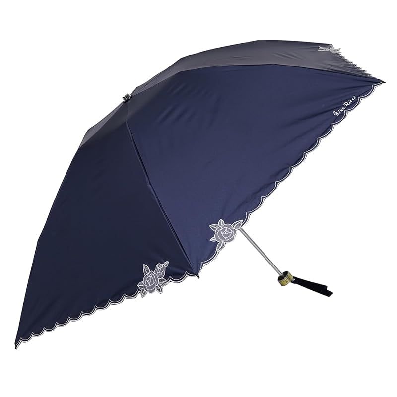 ニナリッチ NINA RICCI 日傘 折りたたみ 完全遮光 軽量 晴雨兼用 雨傘 レディース 50cm 一級遮光 遮熱 UVカット 紫外線対策 27776 ネイビー(37)