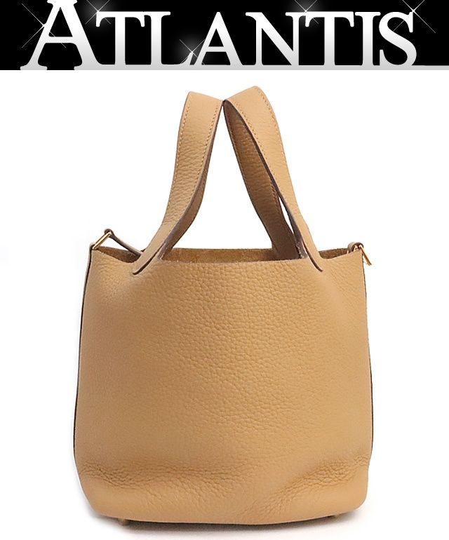 【広尾店】極美品 エルメス HERMES ピコタンロックPM ハンドバッグ トリヨンクレマンス ビスキュイ W刻印(2024年)G金具 【19318】