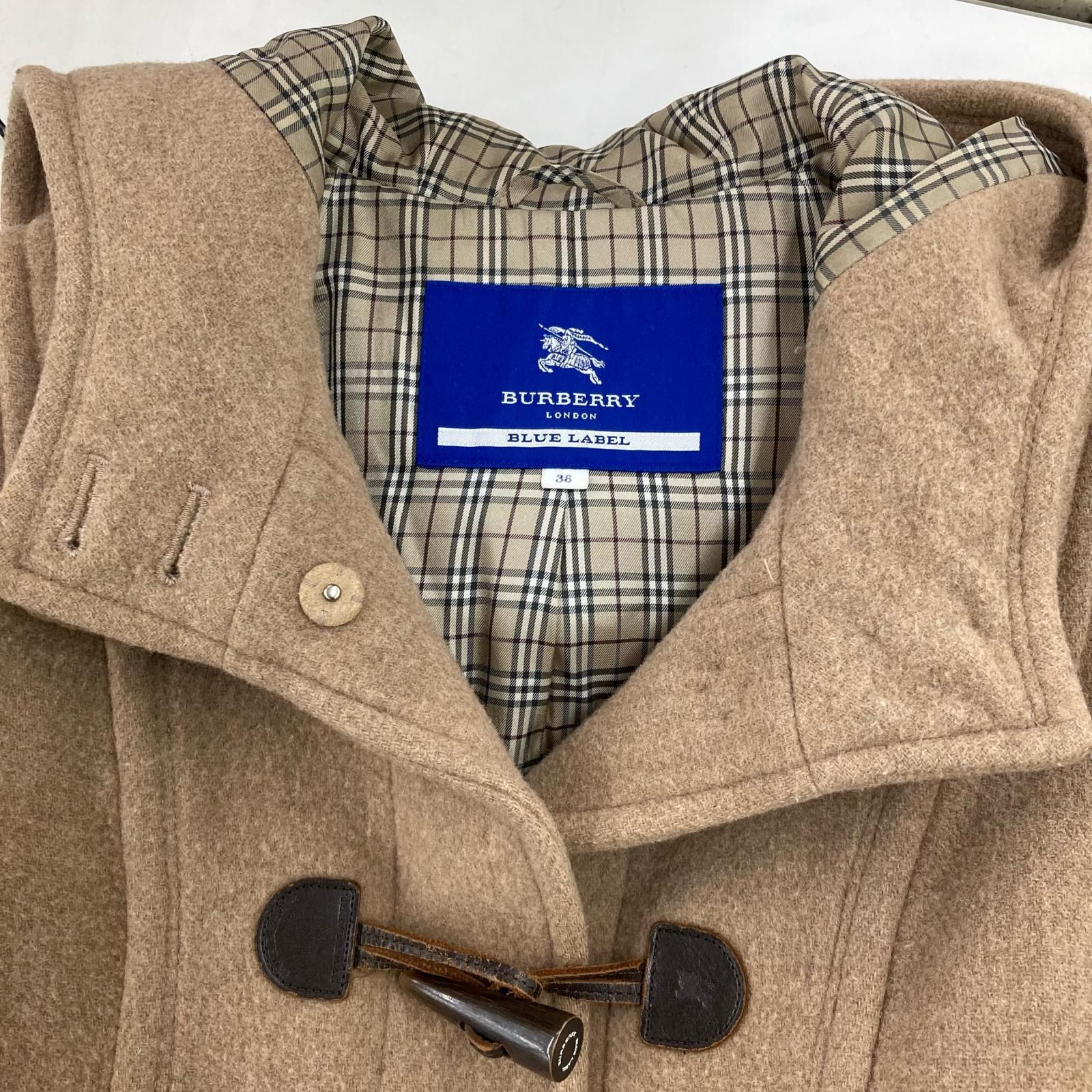 Burberryダッフルコート チェック柄 199990 現状品 BURBERRY BLUE LABEL バーバリーブルーレーベル