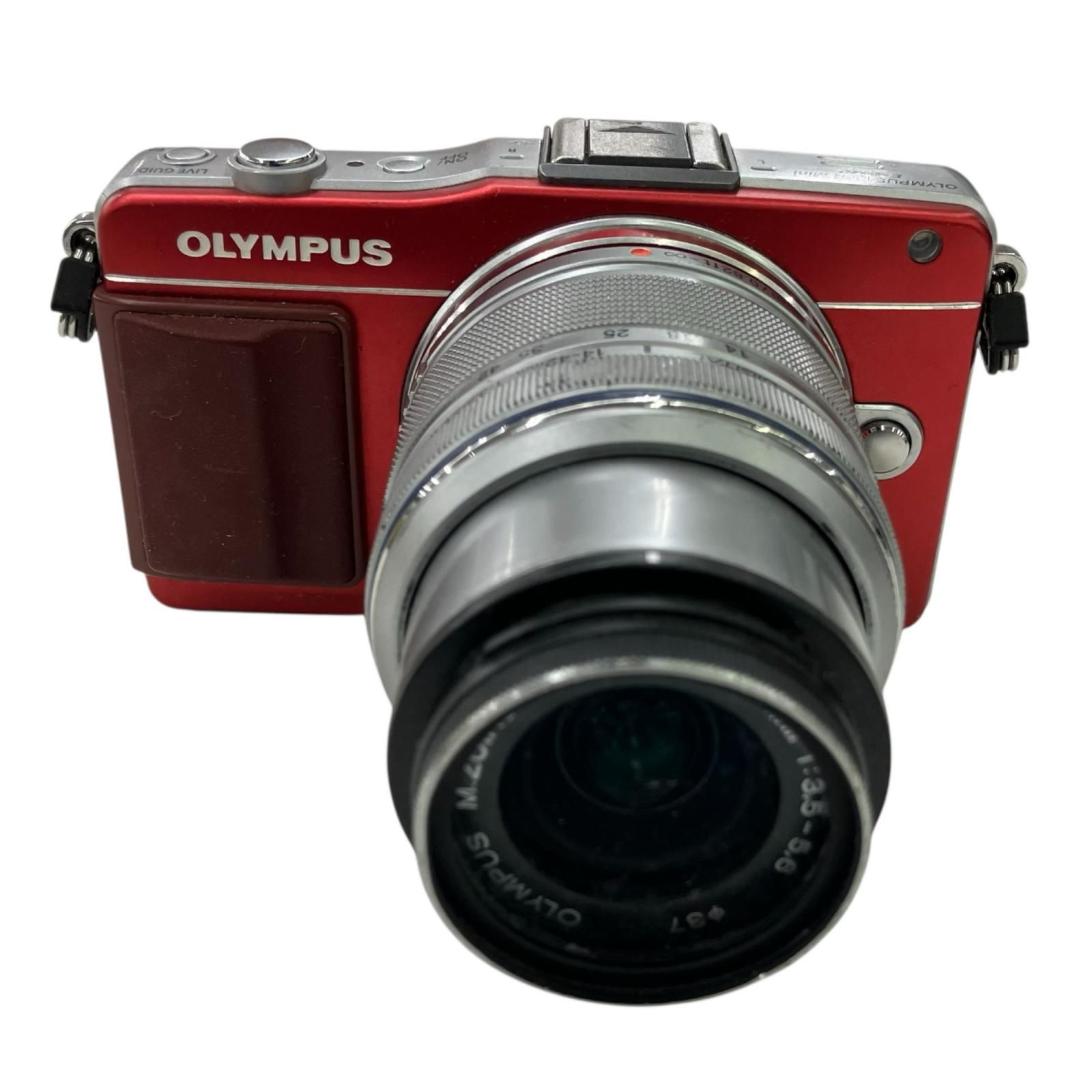 【動作確認済】OLYMPUS E-PM2 レッド ＋ 純正フラッシュ【本体のみ】 OLYMPUS PEN Mini E-PM2 レッド 動作確認済 中古セット品