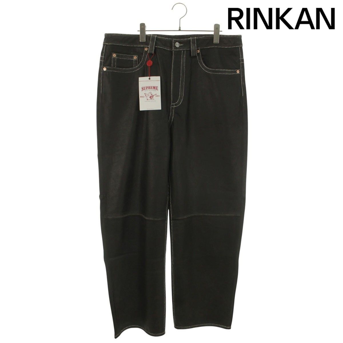 シュプリーム ×トゥルーレリジョン TRUE RELIGION 25AW True Religion Loose Fit Leather Pant ルーズフィットレザーロングパンツ メンズ 36インチ