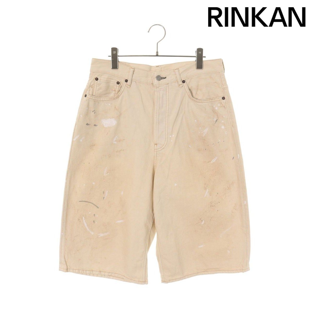 アクネストゥディオズ 26SS BE0218 100 ペイント加工ワイドデニムハーフパンツ メンズ 50
