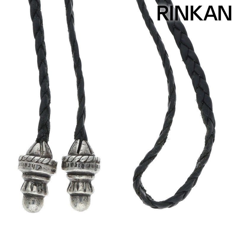 クロムハーツ LEATHER BRAID/ボロチップレザーブレード シルバーネックレス メンズ