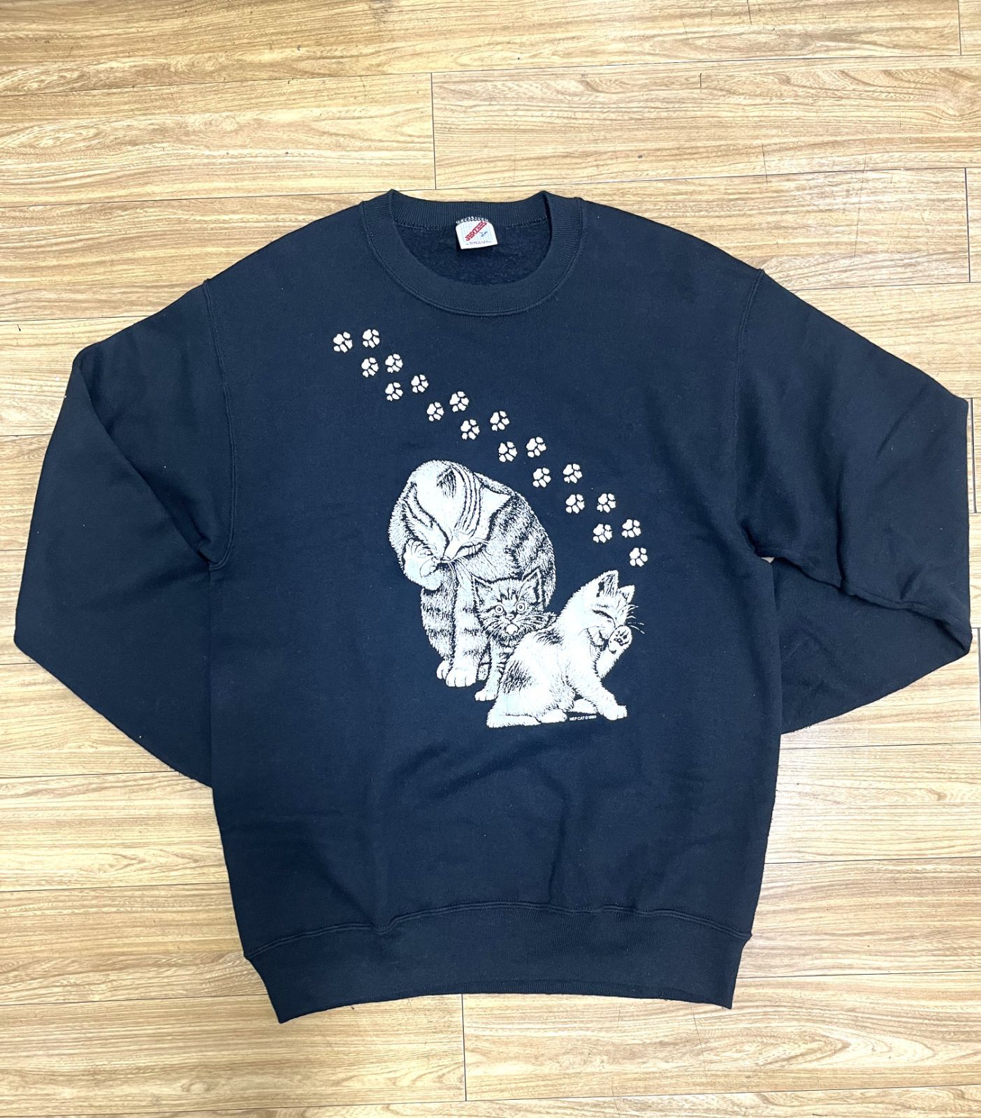 HEP CAT ヘップキャット SWEAT Lサイズ スウェット アメリカ製 80s BLACK ブラック 裏起毛 スウェットシャツ カジュアル ヴィンテージ