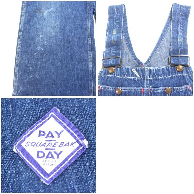 【40s/PAYDAY】オーバーオール　ヴィンテージデニム　オーバーサイズ 古着 40s vintage PAYDAY デニム オーバーオール メンズ XLサイズ相当
