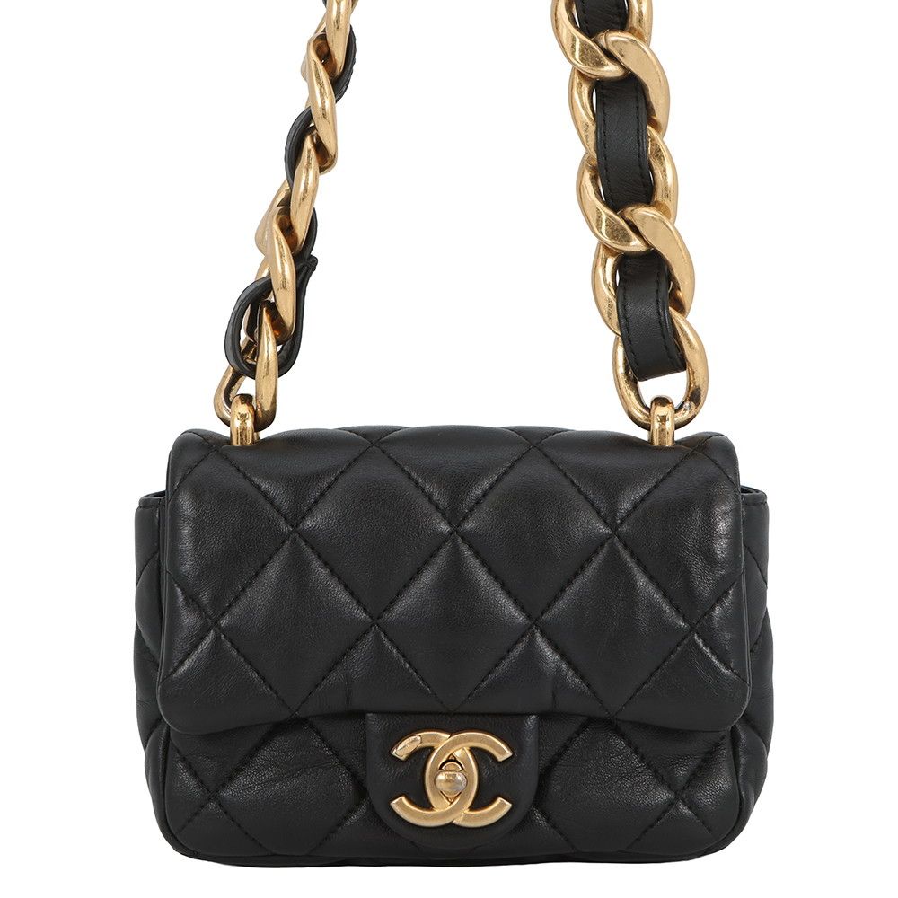 シャネル チェーンショルダーバッグ マトラッセ ココマーク レザー AS3214 CHANEL 黒 264,510円