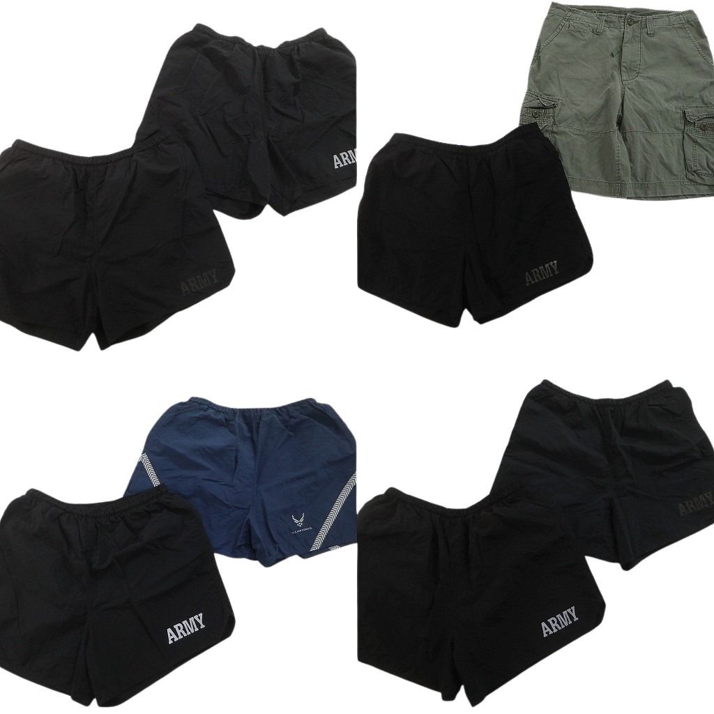 古着卸 まとめ売り ミリタリー ショートパンツ 8枚セット ( メンズ XL ) ARMY AIRFORCE ネイビー カーゴ トレーニングショーツ 中古 NF1264
