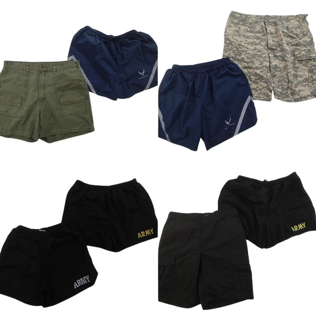 古着卸 まとめ売り ミリタリー ショートパンツ 8枚セット ( メンズ M/L ) ARMY カモ柄 カーゴ AIRFORCE トレーニングショーツ 中古 NF1271