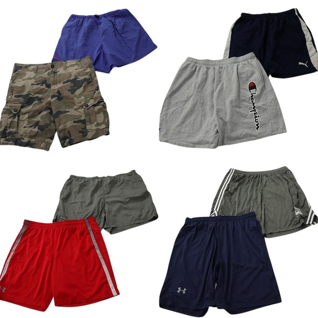 古着卸 まとめ売り ブランド ショートパンツ 8枚セット ( メンズ 2XL ) コロンビア チャンピオン プーマ エアロポステール 中古古着 NF1299