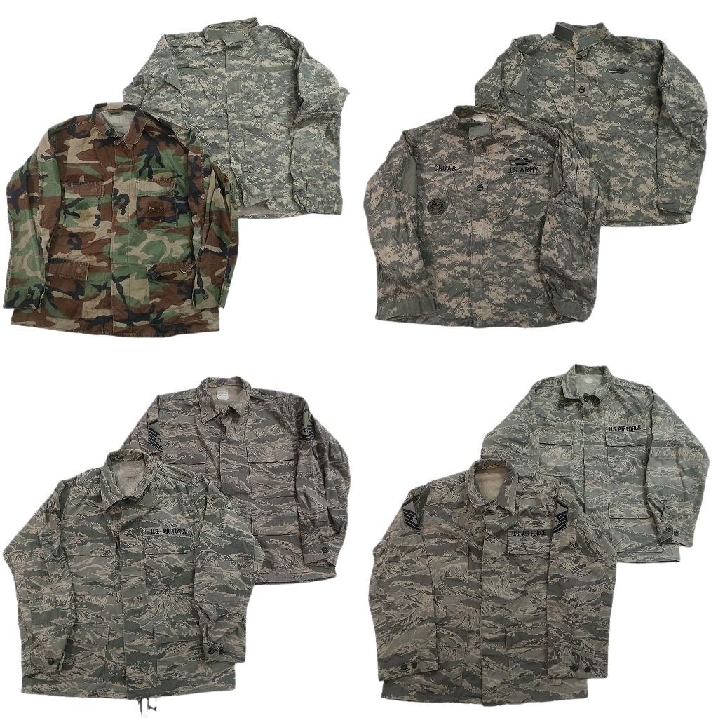 古着卸 まとめ売り ミリタリー フィールドジャケット 8枚セット ( メンズ XL/46 ) AIRFORCE デジカモ ウッドランド 中古 古着 NF1333