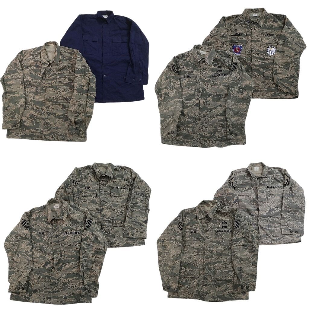 古着卸 まとめ売り ミリタリー フィールドジャケット 8枚セット ( メンズ 44/43 ) AIRFORCE ワッペン ネイビー 中古 古着 NF1334