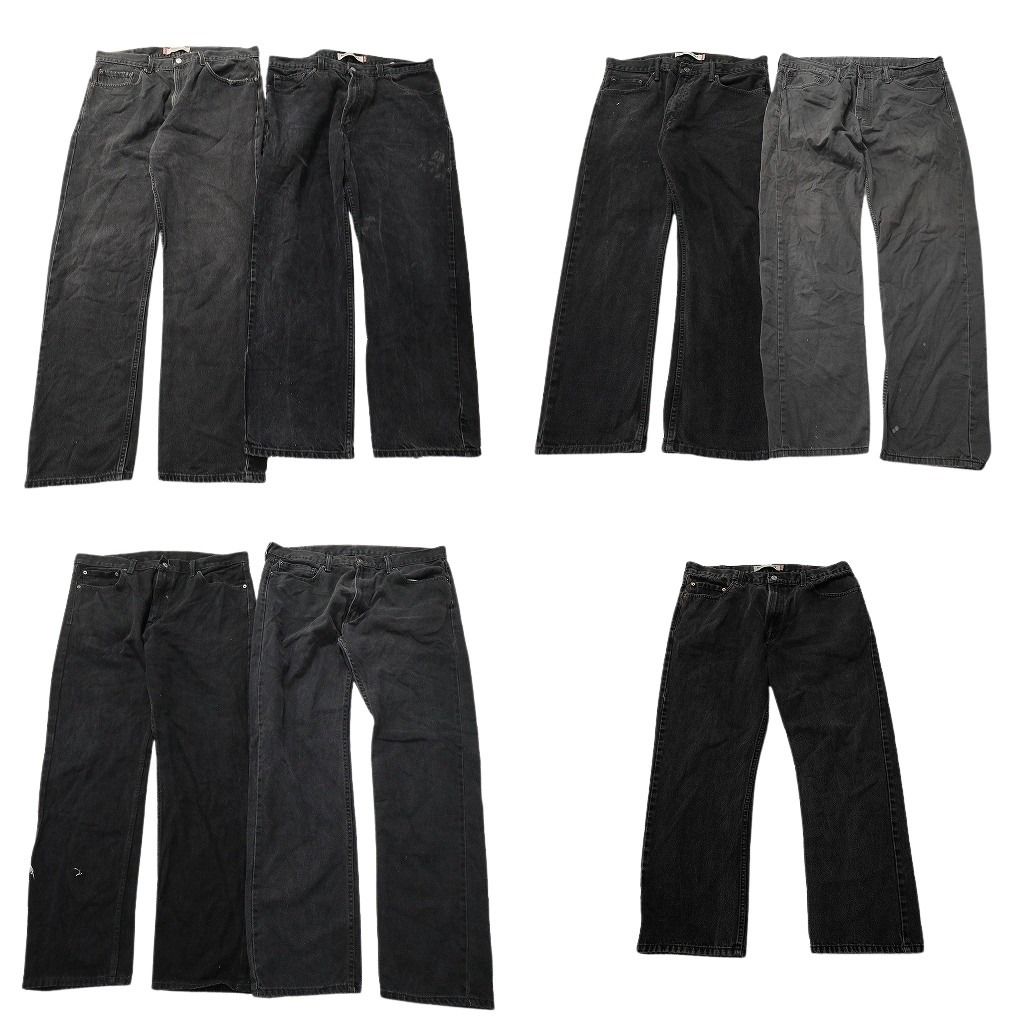 古着卸 まとめ売り リーバイス 505 黒色 ブラック デニムパンツ 7枚セット ( メンズ 38 ) テーパード　ジッパーフライ 中古 古着 NF1343