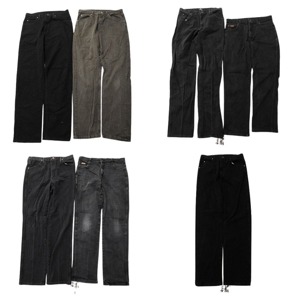 古着卸 まとめ売り ラングラー 黒色 ブラック デニムパンツ 7枚セット ( メンズ 34 ) アメカジ 中古 古着 NF1424