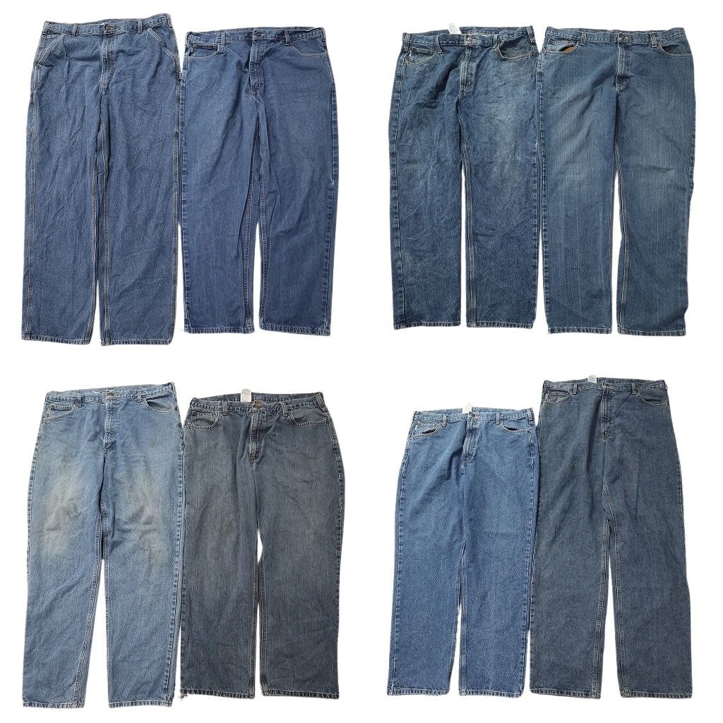 古着卸 まとめ売り カーハート デニムパンツ 8枚セット ( メンズ 42 ) テーパード インディゴブルー アメカジ 中古 古着 NF1431