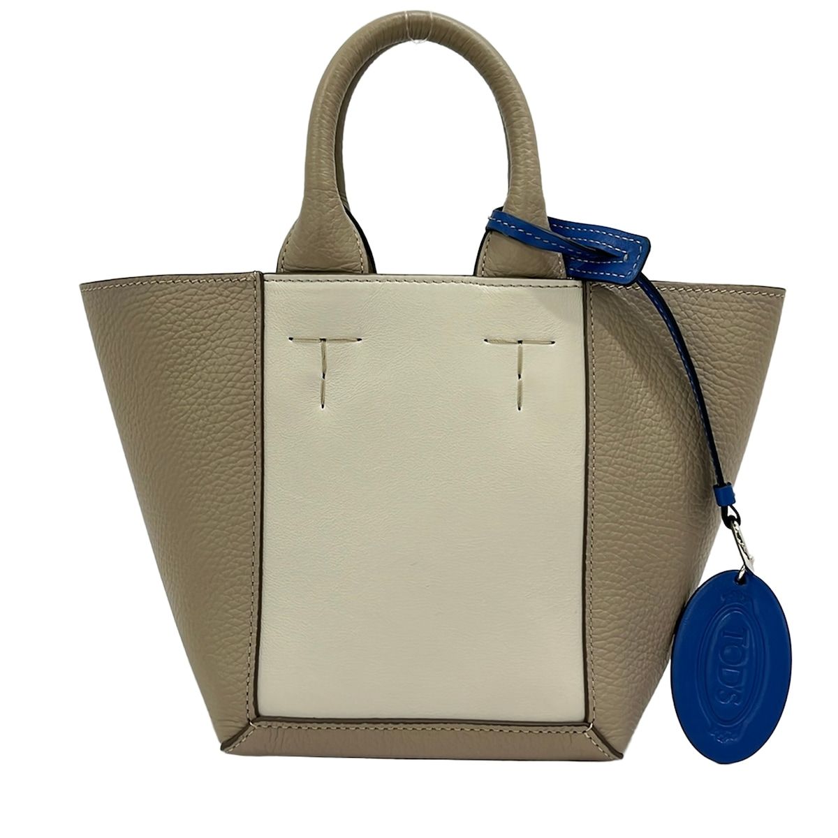 TOD'S(トッズ) トートバッグ美品 ダブルアップ ベージュ×アイボリー×ブルー レザー