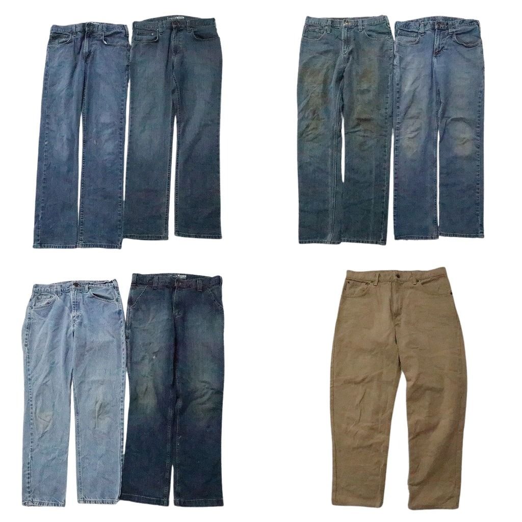 古着卸 まとめ売り カーハート デニムパンツ 7枚セット ( メンズ 34/33/32 ) ストレート グランジ アメカジ ワーク 中古 古着 NF1440