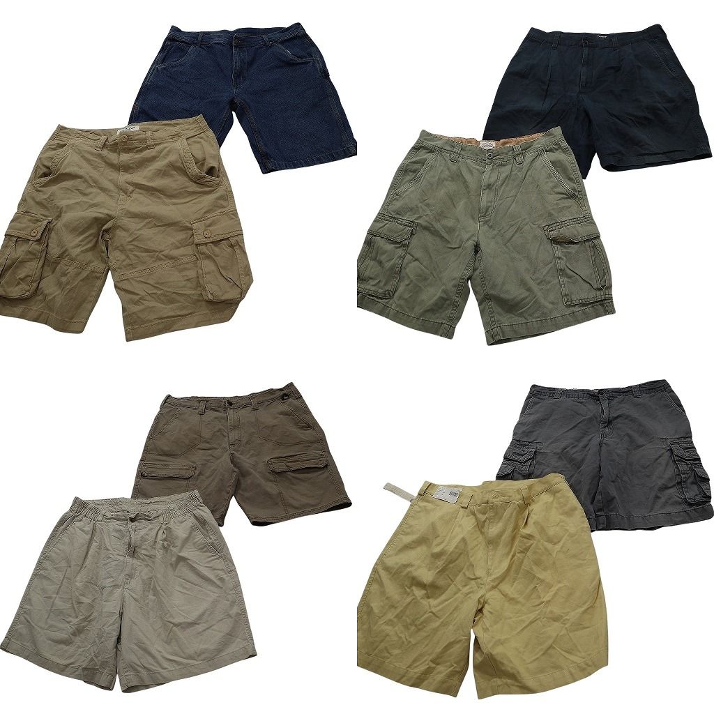 古着卸 まとめ売り ショートパンツ MIX 8枚セット ( メンズ 36 ) デッドストック カーゴ デニム オリーブ ベージュ 中古 古着 NF1448