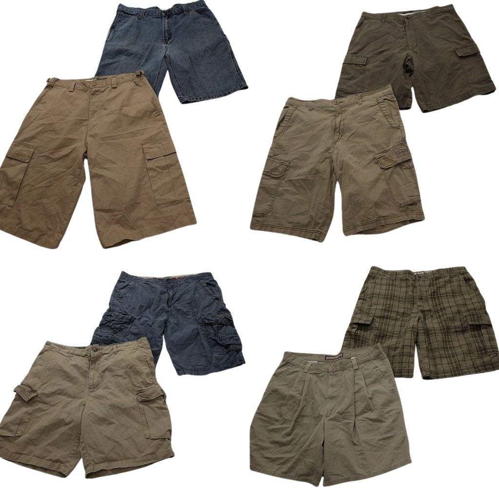 古着卸 まとめ売り ショートパンツ MIX 8枚セット ( メンズ 36 ) チェック カーゴ タック ベージュ デニム 中古 古着 NF1450