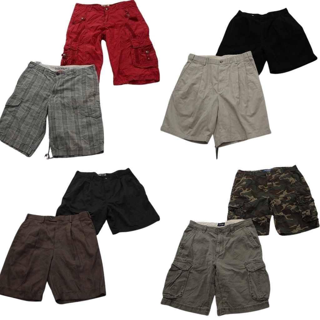 古着卸 まとめ売り ショートパンツ MIX 8枚セット ( メンズ 34 ) 迷彩柄 カーゴ ２タック ブラウン チェック 中古 古着 NF1453