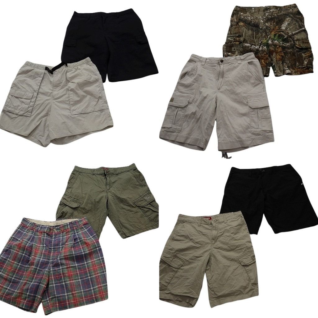 古着卸 まとめ売り ショートパンツ MIX 8枚セット ( メンズ 34 ) カーゴ ベージュ チェック リアルツリー柄 中古 古着 NF1455