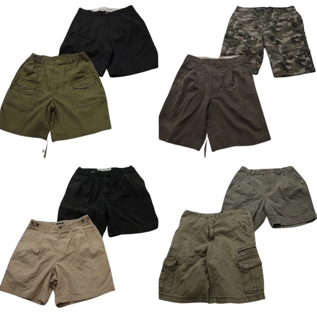 古着卸 まとめ売り ショートパンツ MIX 8枚セット ( メンズ 32 ) カーゴ 2タック 迷彩柄 ブラウン 中古 古着 NF1457