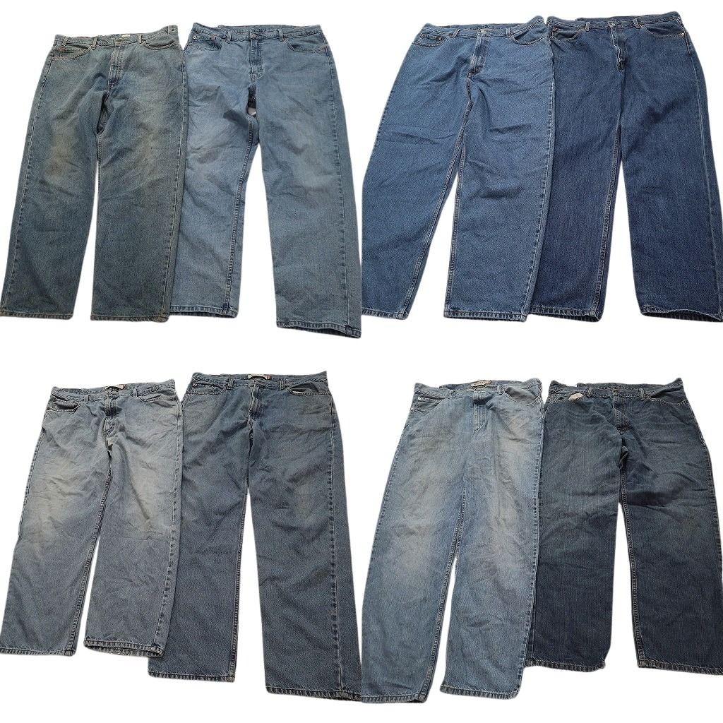 古着卸 まとめ売り リーバイス 550・560 デニムパンツ 8枚セット ( メンズ 40 ) ワイド リラックス ジッパーフライ 中古 古着 NF1464